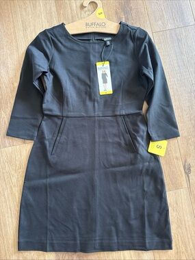 Buffalo David Bitton Black Midi Ponte Sheath Dress